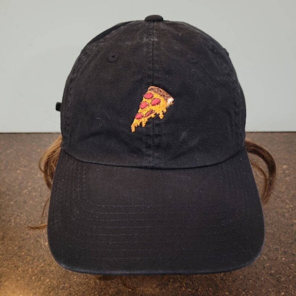 Pizza Slice Dad Hat Strapback Cap Black Adjustable